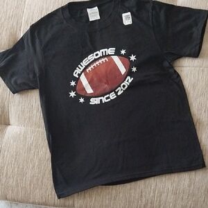 NEW Youth Port & Company Black Kids T-Shirt with Football Awesom Since 2012
